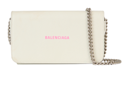 Logo Wallet on Chain, Leather, White, 2*
